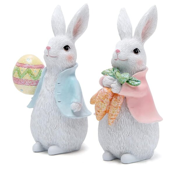 🐰🐰 Set of 2 Easter Bunny Figurines – Charming Spring & Holiday Décor! 🌸 - Picture 3 of 5